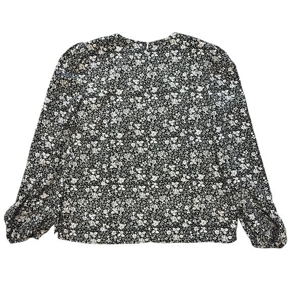 Co 100% Silk Black White Floral Blouse Small - Picture 10 of 11